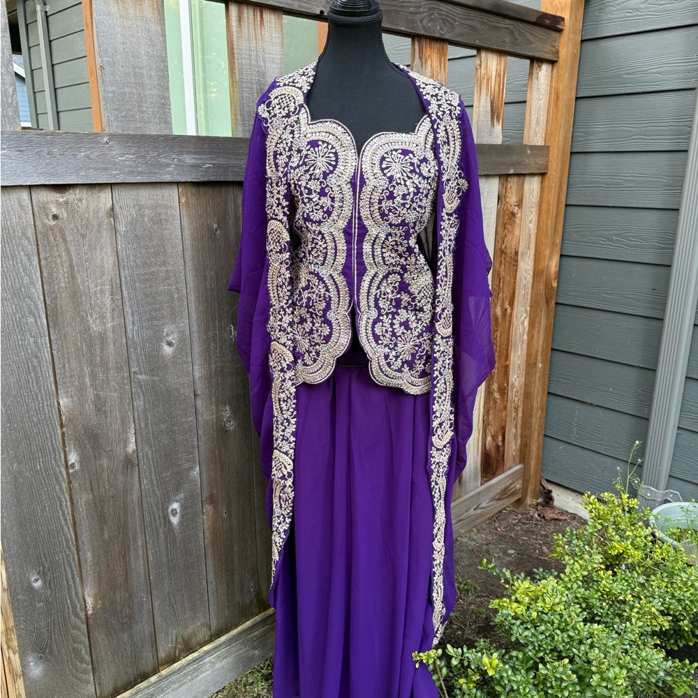 Elegant Purple Asymmetrical Ethnic Dress